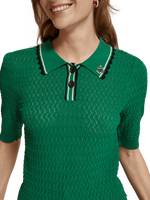 Scotch & Soda Pointelle Collared Knitted Tee