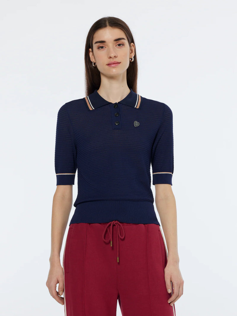 Scotch & Soda Pointelle Collared Knitted Tee