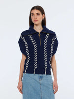 Scotch & Soda Lace Detail Half Zip Spencer Knit