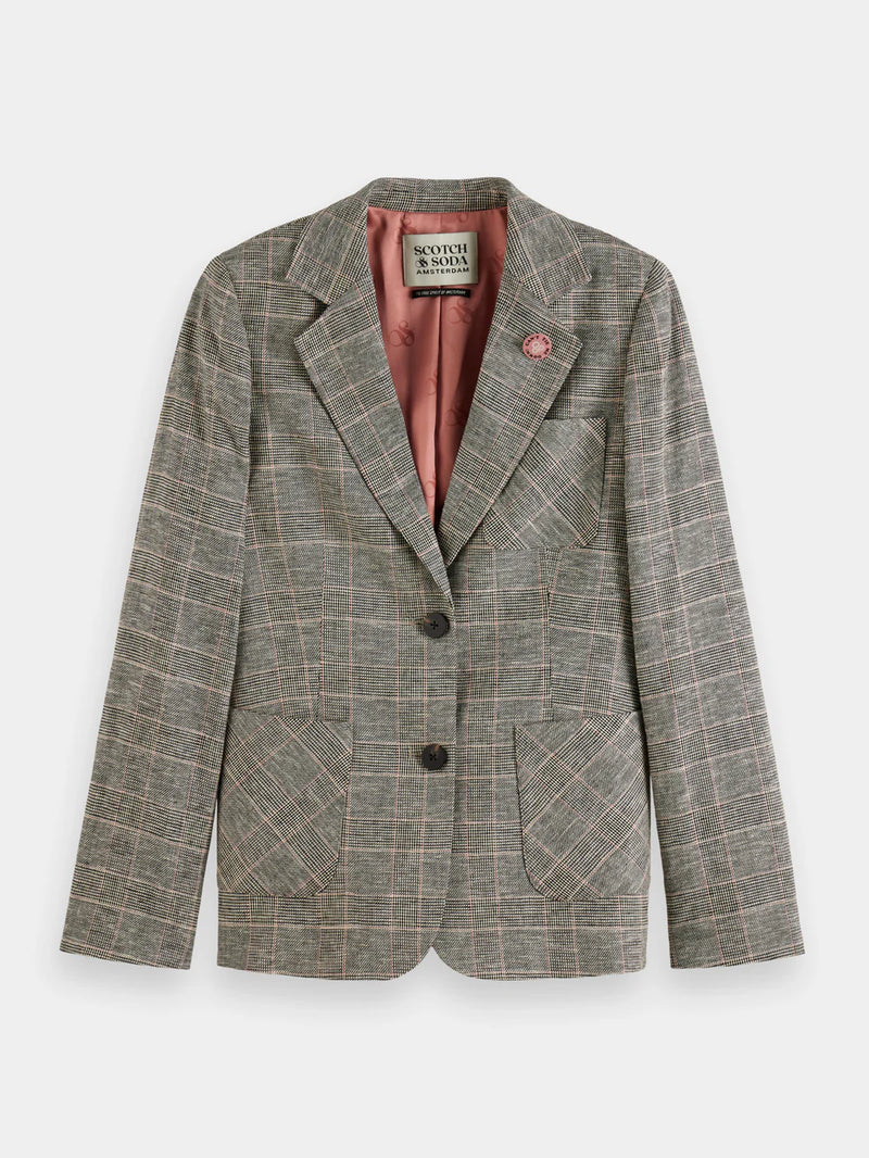 Scotch & Soda Checked Single Breasted Blazer