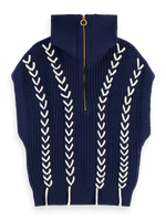 Scotch & Soda Lace Detail Half Zip Spencer Knit