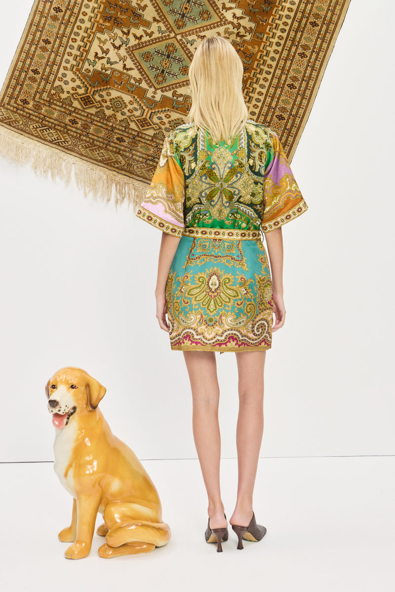 ALEMAIS CLEMENZA SPLICED MINI DRESS