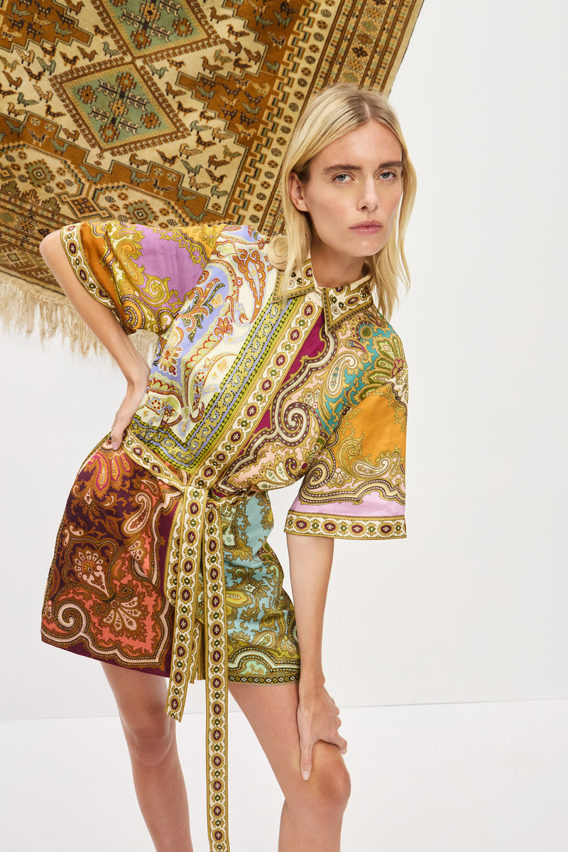 ALEMAIS CLEMENZA SPLICED MINI DRESS