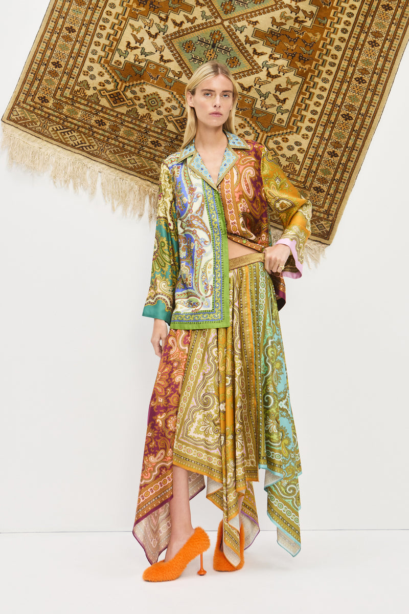 ALEMAIS CLEMENZA SPLICED SILK SHIRT