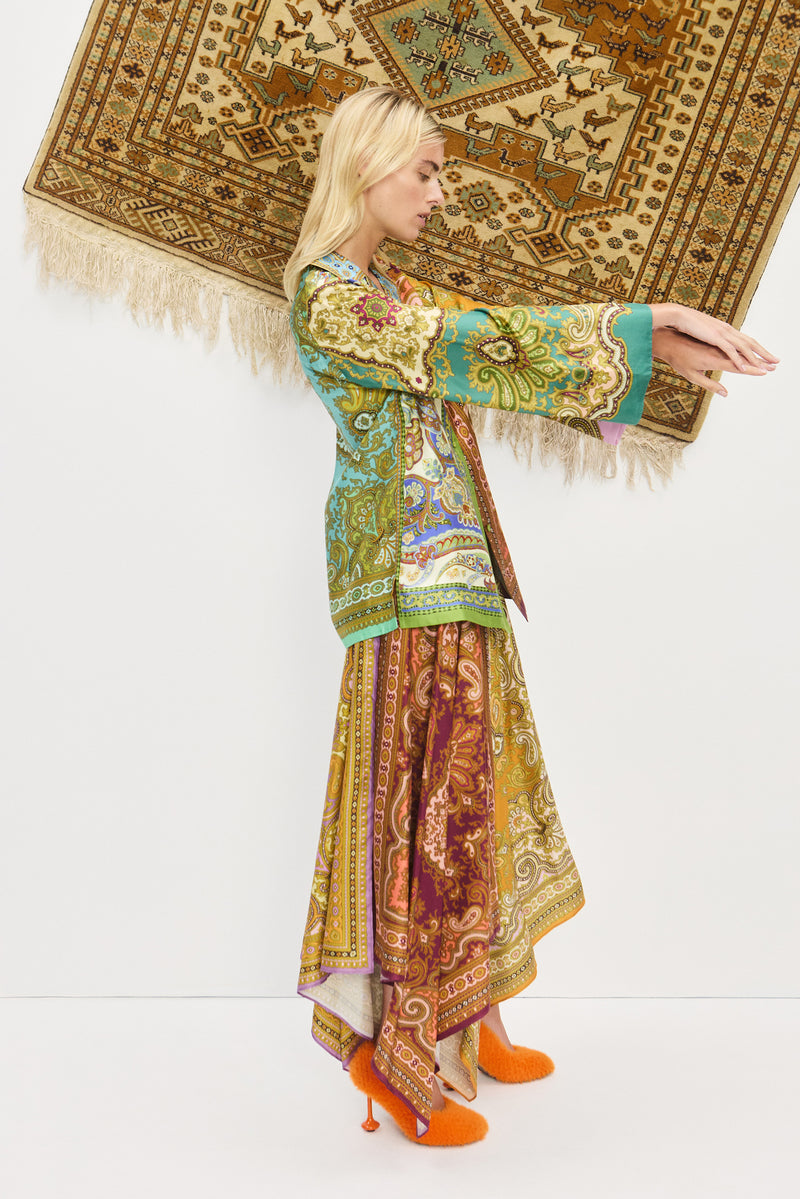 ALEMAIS CLEMENZA SPLICED SILK SHIRT