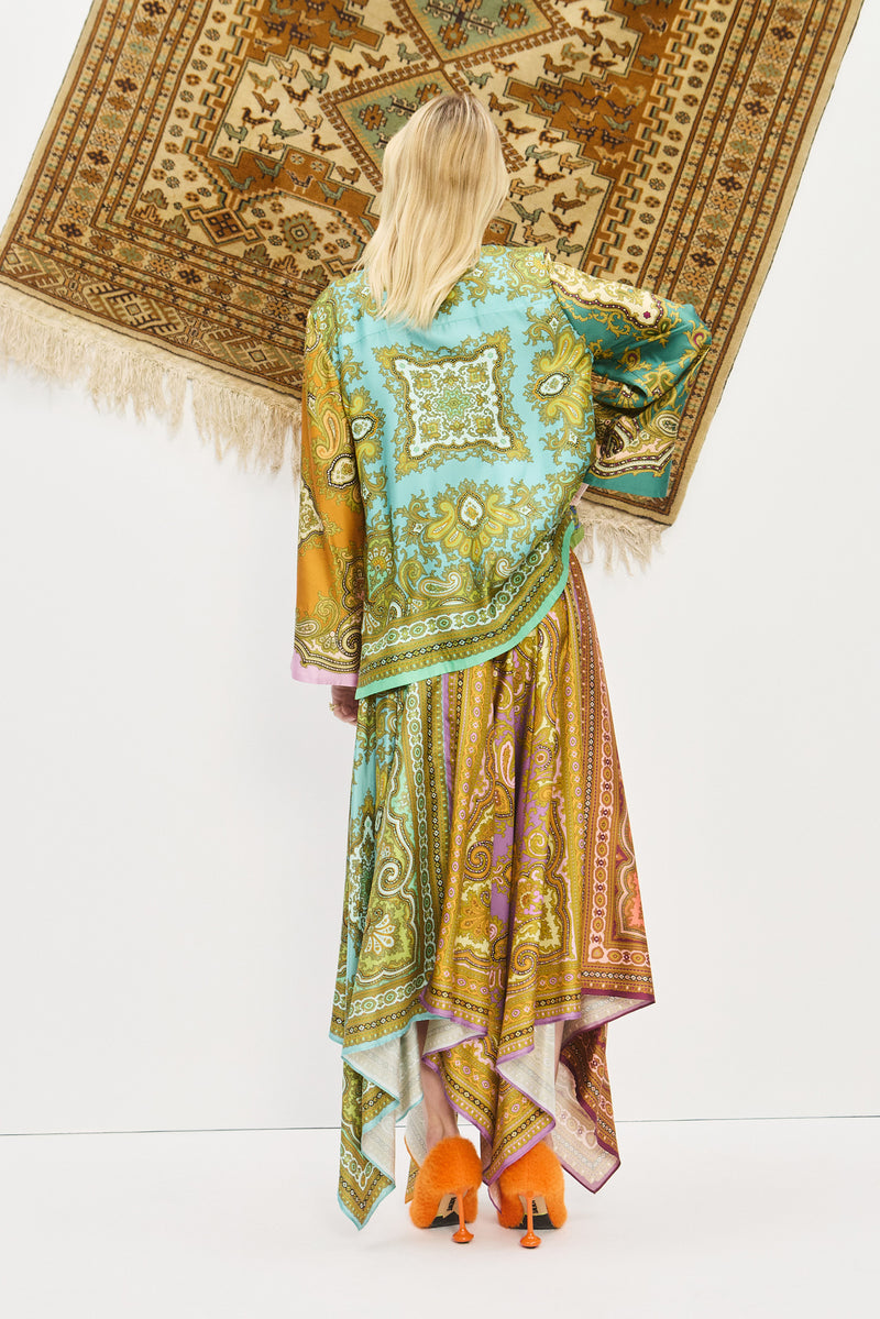 ALEMAIS CLEMENZA SPLICED SILK SHIRT
