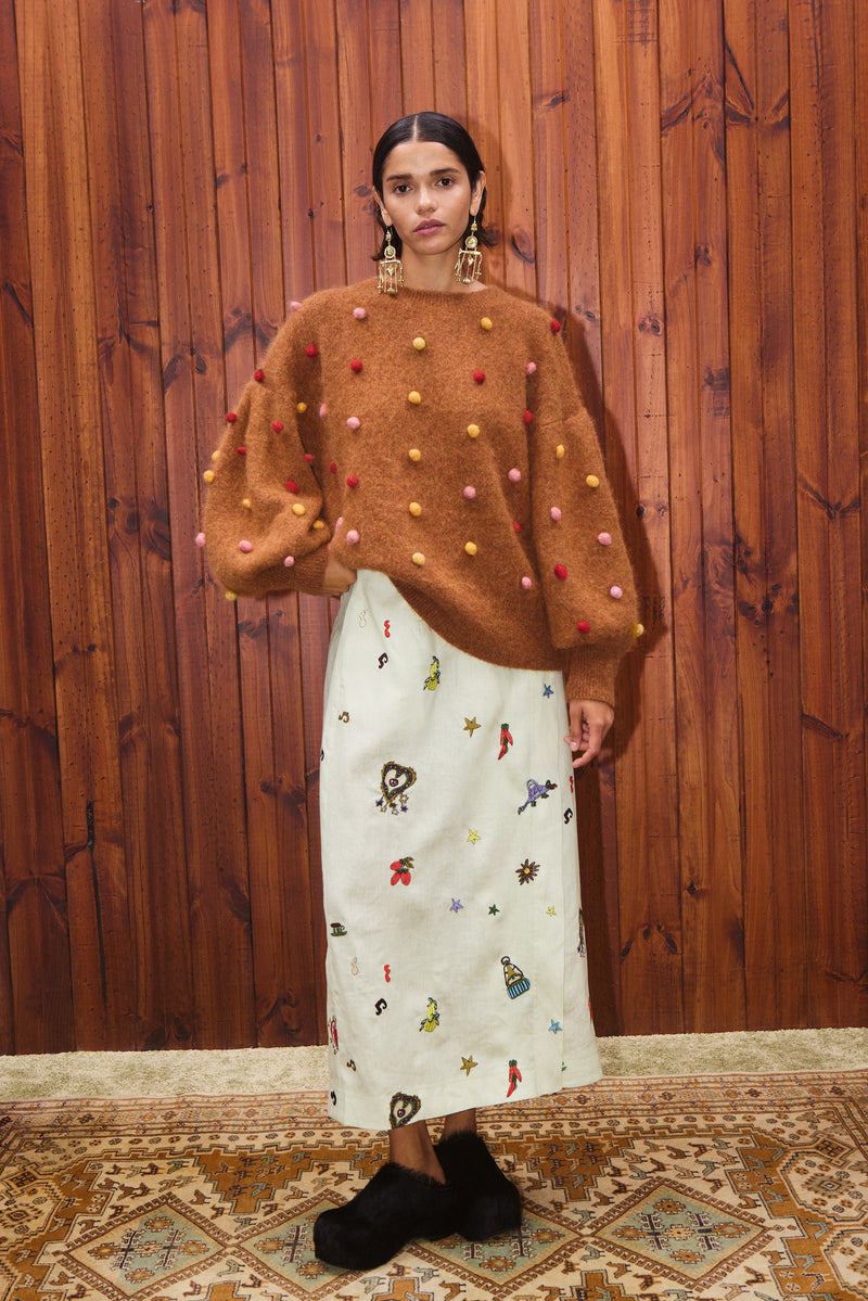 ALEMAIS ELIA TOBACCO BALLOON SWEATER