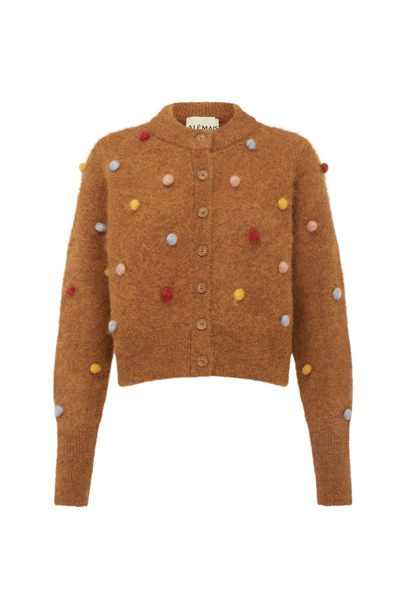 ALEMAIS ELIA TOBACCO CROPPED CARDIGAN