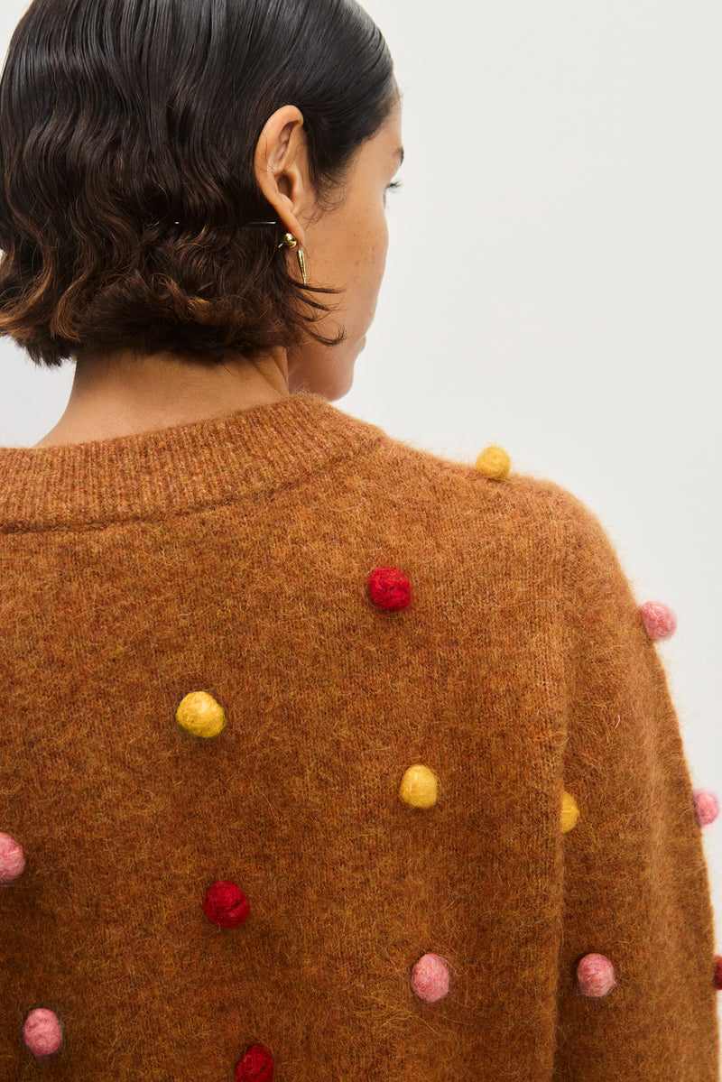 ALEMAIS ELIA TOBACCO CROPPED CARDIGAN