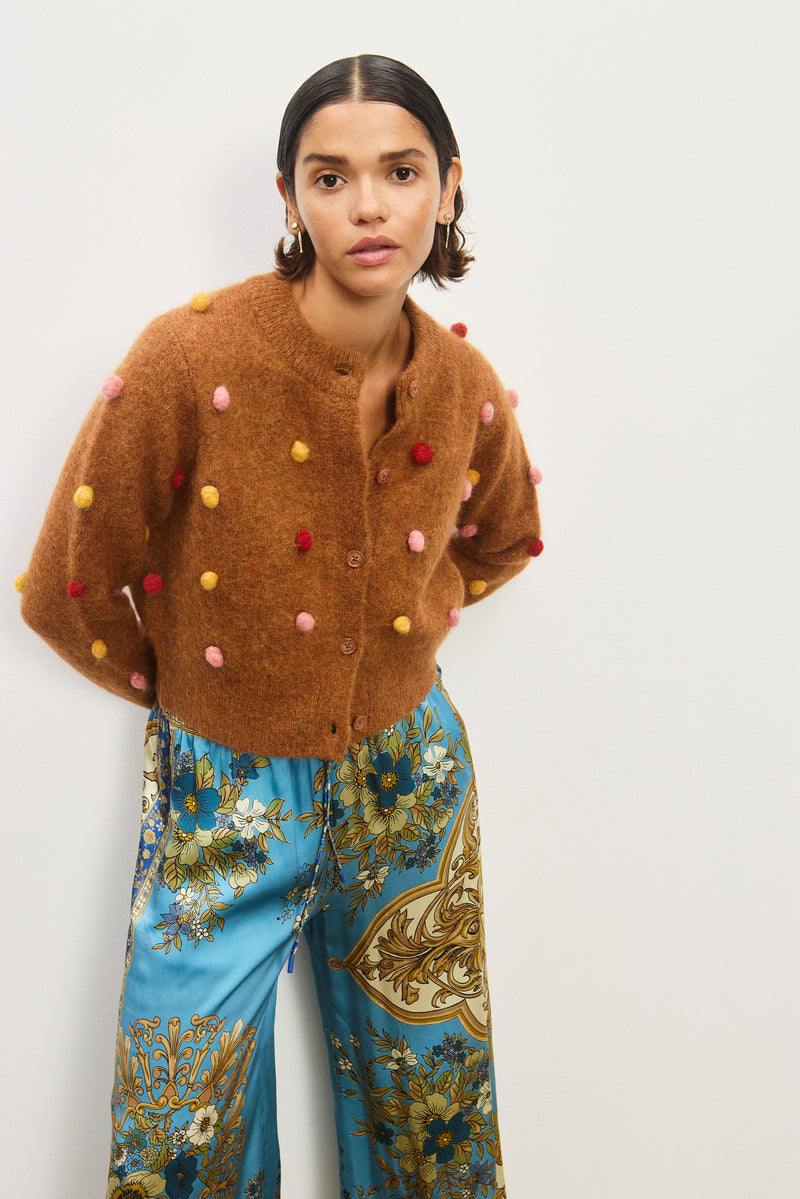 ALEMAIS ELIA TOBACCO CROPPED CARDIGAN