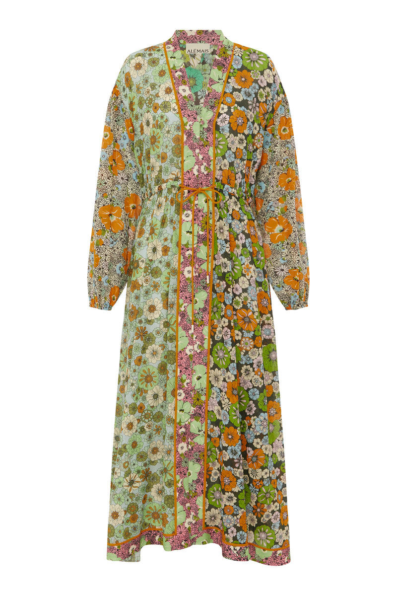 ALEMAIS ORANGE BLOSSOM SPLICED MIDI DRESS