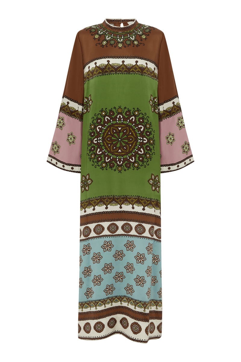 ALEMAIS CONTINA SILK MIDI DRESS