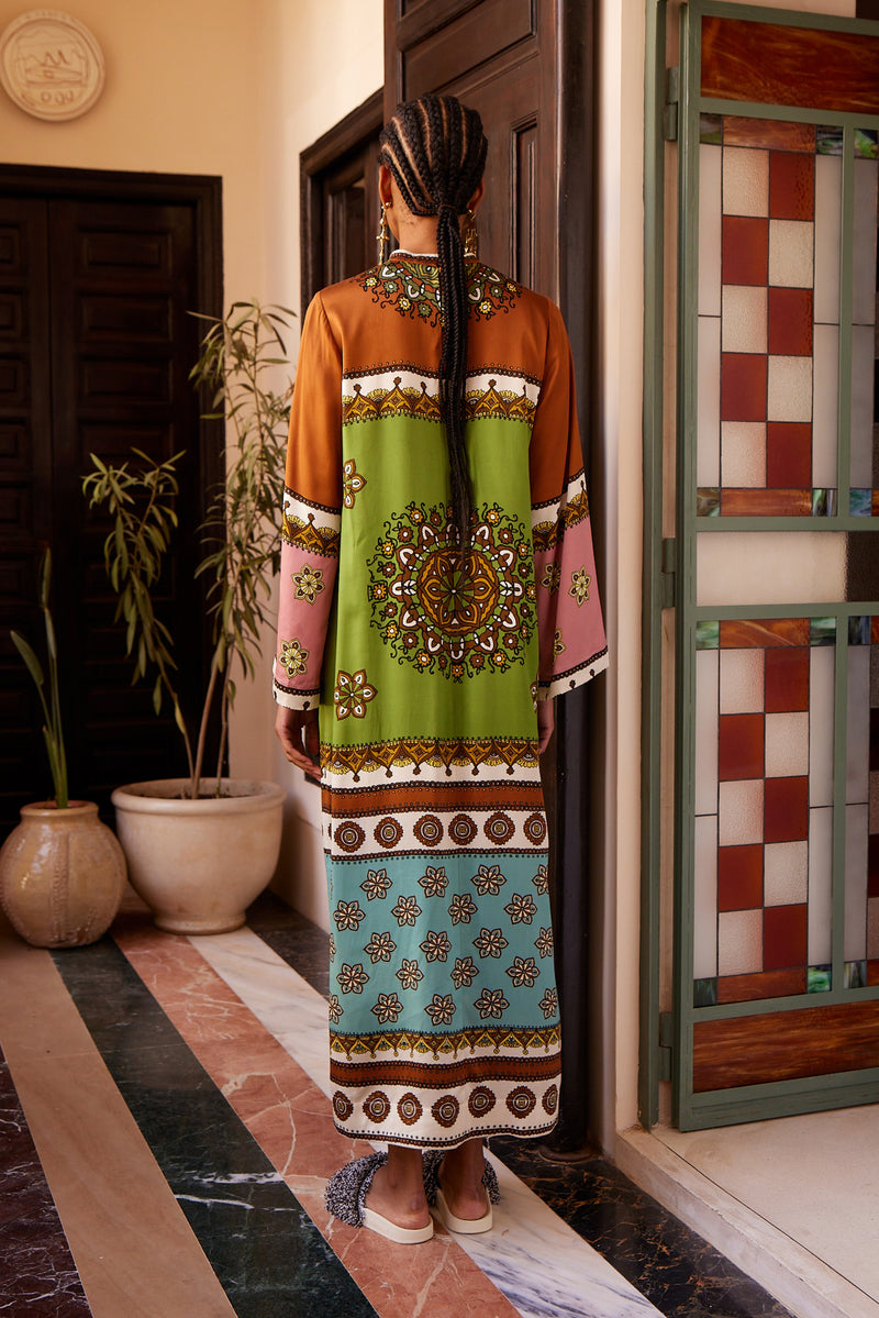 ALEMAIS CONTINA SILK MIDI DRESS