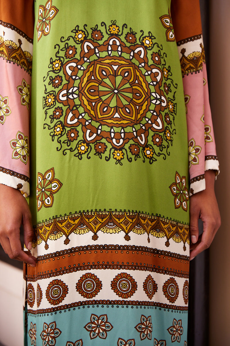 ALEMAIS CONTINA SILK MIDI DRESS