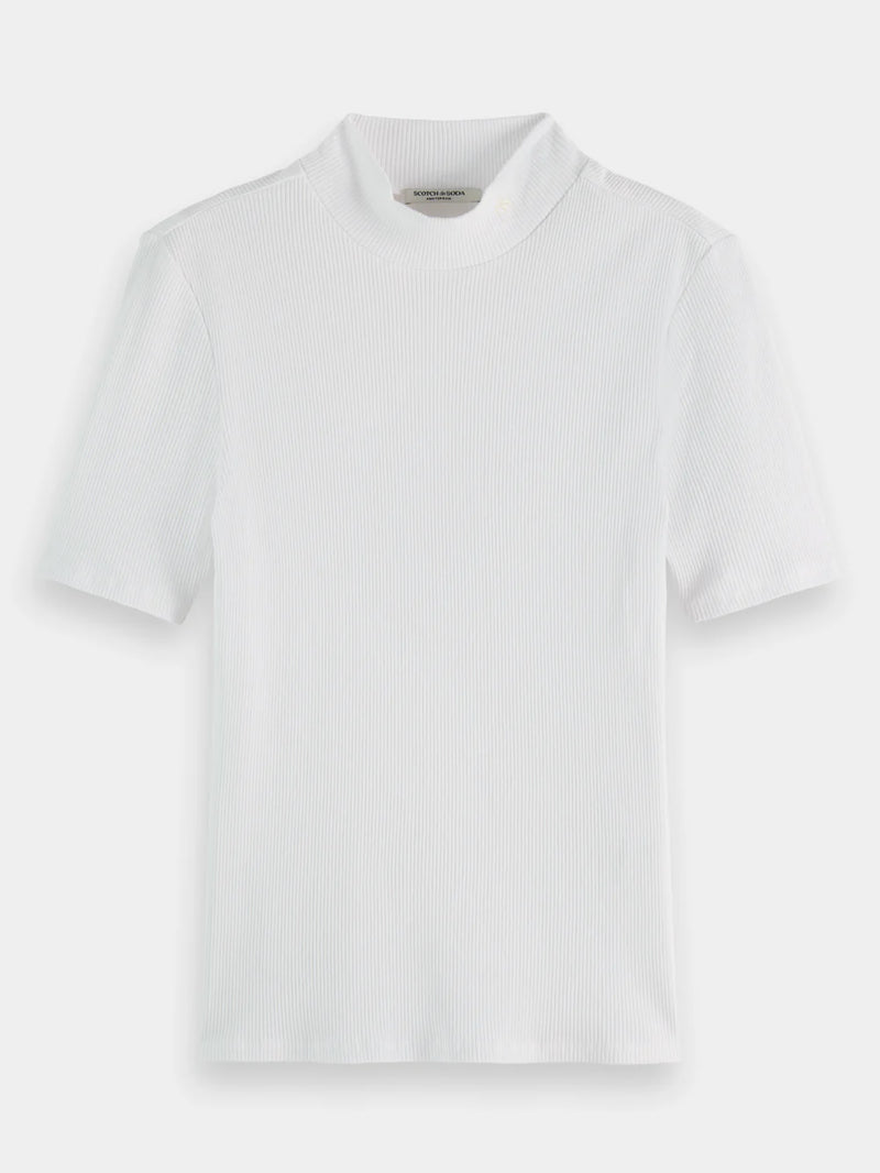 Scotch & Soda Core Mock Neck Ribbed T-Shirt