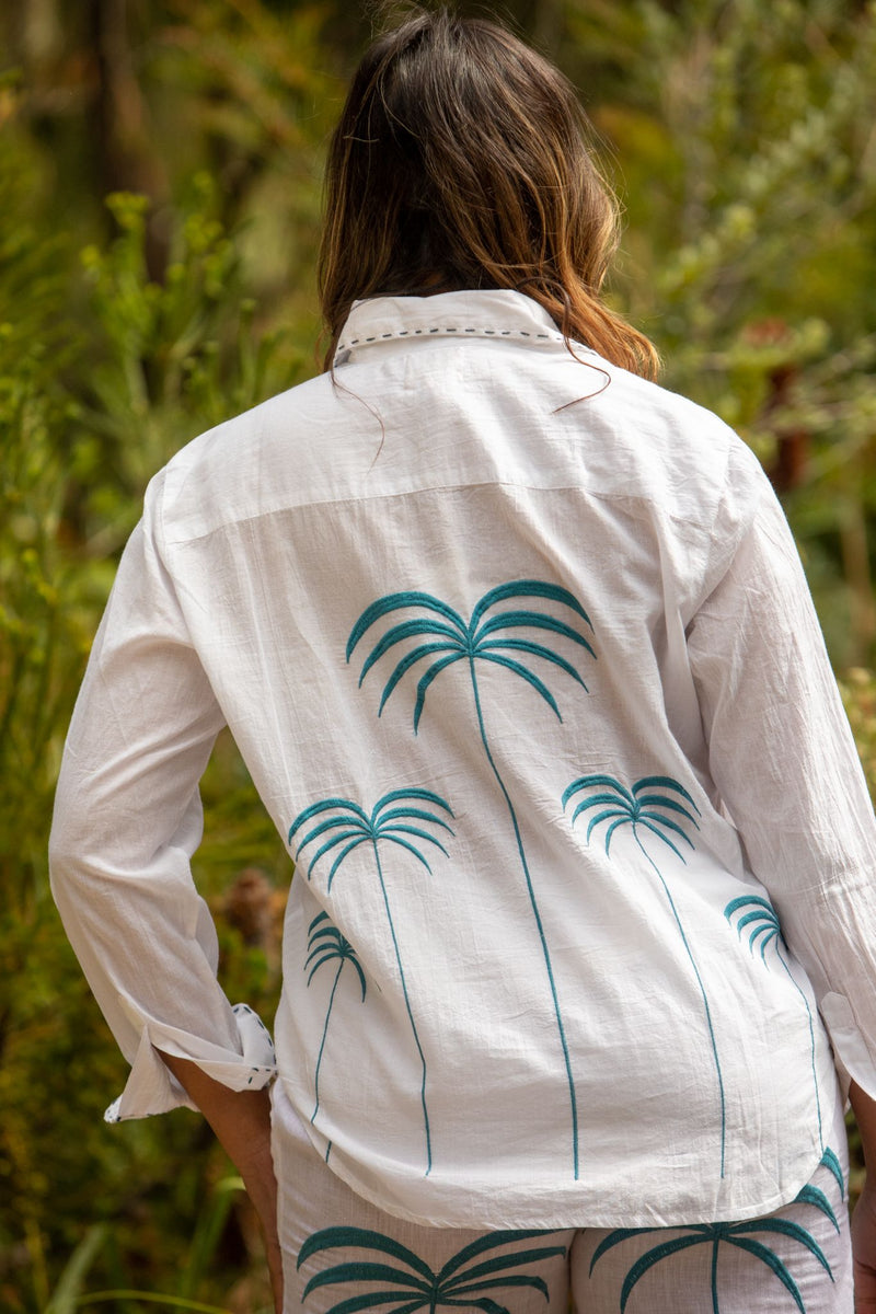 Mandalay Palm  Embroidered Lawn Shirt