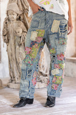 MAGNOLIA PEARL HEAVILY PATCHED MINERS DENIMS