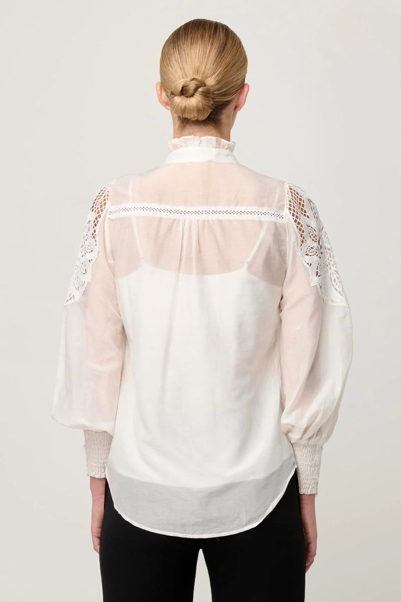 Once Was SEVILLA COTTON SILK CUSTOM LACE DETAIL SHIRT