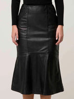 Once Was MABEL LEATHER CURVED TIER SKIRT