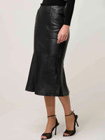 Once Was MABEL LEATHER CURVED TIER SKIRT