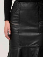Once Was MABEL LEATHER CURVED TIER SKIRT
