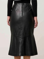 Once Was MABEL LEATHER CURVED TIER SKIRT