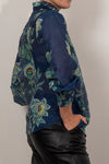 Once Was RENATA PLACEMENT PRINT CONTRAST TRIM COTTON SILK BLOUSE