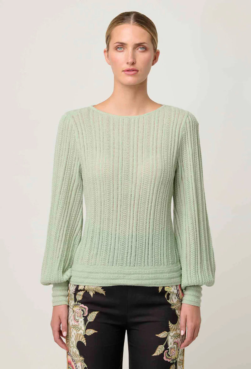 Once Was SOLANA BABY ALPACA WOOL BLEND POINTELLE KNIT TOP