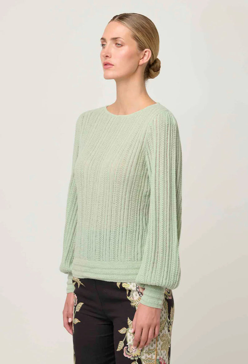 Once Was SOLANA BABY ALPACA WOOL BLEND POINTELLE KNIT TOP