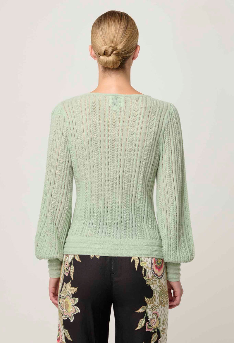 Once Was SOLANA BABY ALPACA WOOL BLEND POINTELLE KNIT TOP