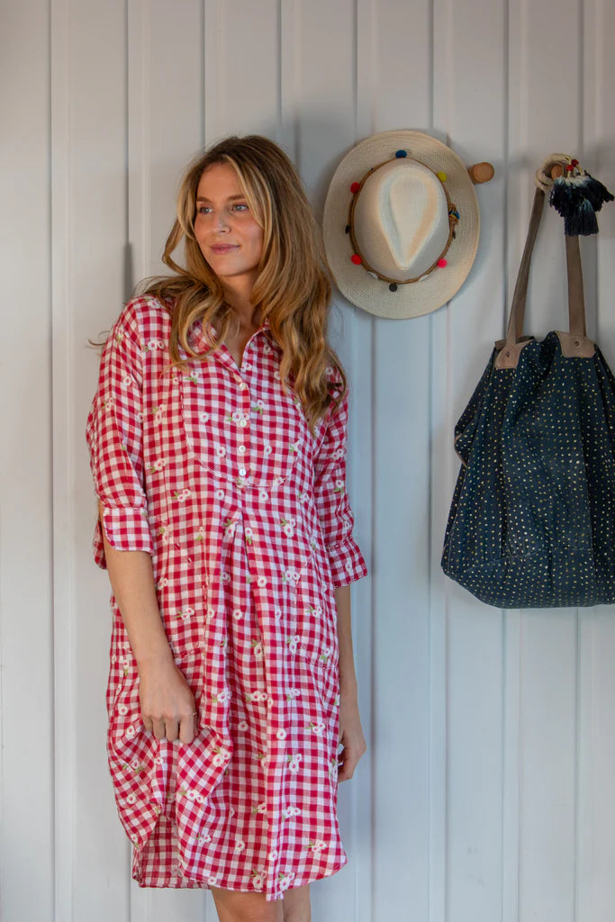 Mandalay Lee Gingham Shirtdress Midi