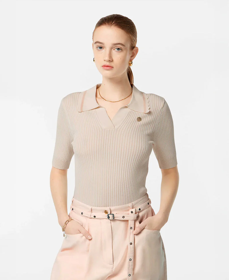 Scotch & Soda Rib Polo Neck S/S Pullover