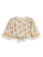 Scotch & Soda Embroidered Linen Crop Top