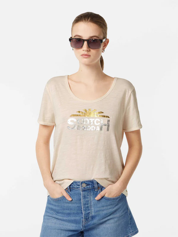 Scotch & Soda U-Neck Slub Foil Art T-Shirt