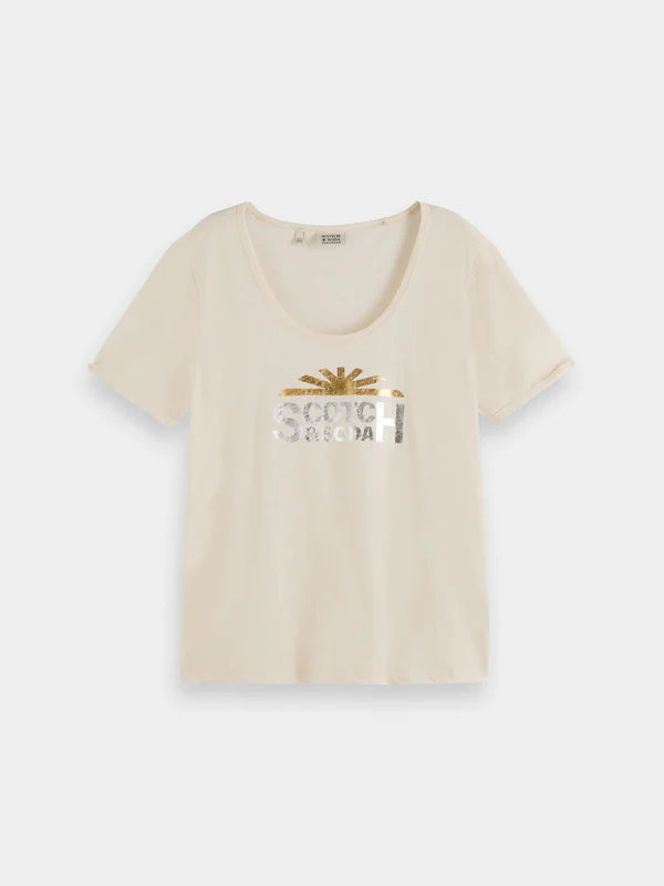 Scotch & Soda U-Neck Slub Foil Art T-Shirt