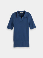 Scotch & Soda Rib Polo Neck S/S Pullover