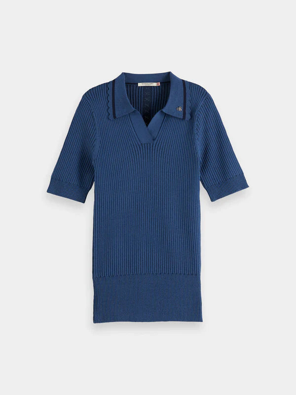 Scotch & Soda Rib Polo Neck S/S Pullover