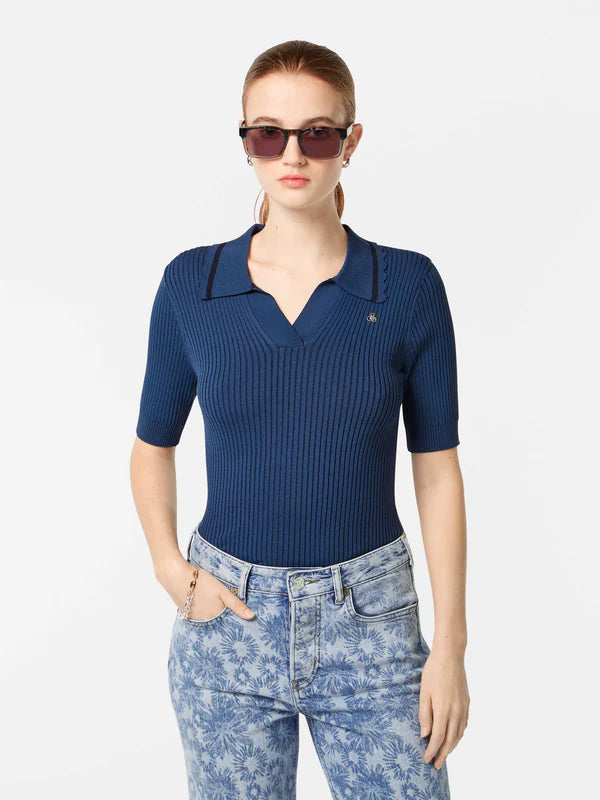 Scotch & Soda Rib Polo Neck S/S Pullover