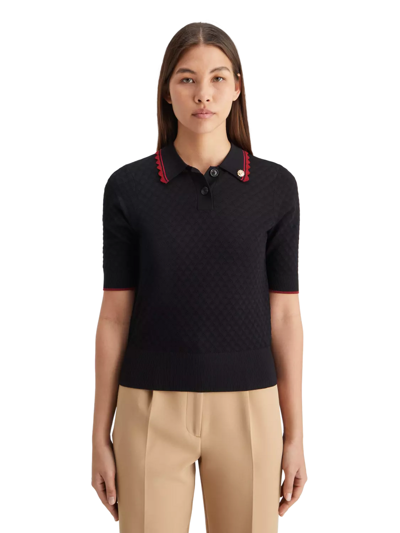 Scotch & Soda Pointelle Collared Knitted Tee