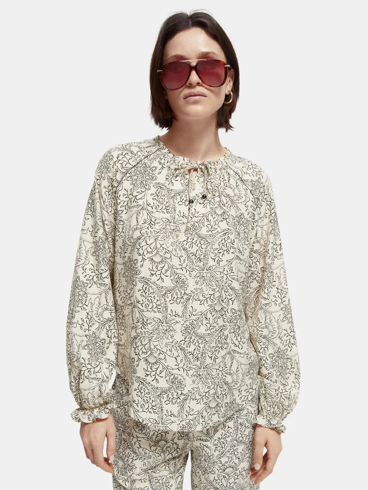 Scotch & Soda Easy Fit Top With Smock Detail