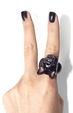 Black French Bulldog Porcelain Ring