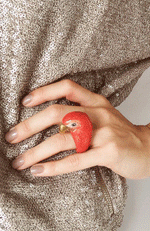 Red Parrot Porcelain Ring